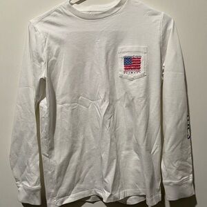 NWT Vineyard vines size  12-14Y Long Sleeve Shirt with American Flag Pocket